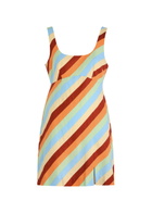 Kitri Connie Striped Linen-blend Mini Dress Multicoloured