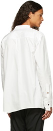 Sulvam White Cotton Open Collar Shirt