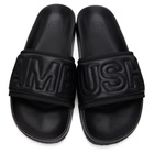 Ambush Black Leather Quilted Slides