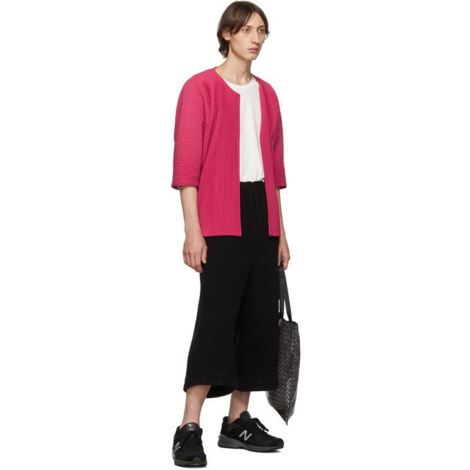 Homme Plisse Issey Miyake Pink Pleated Open Front Cardigan Homme