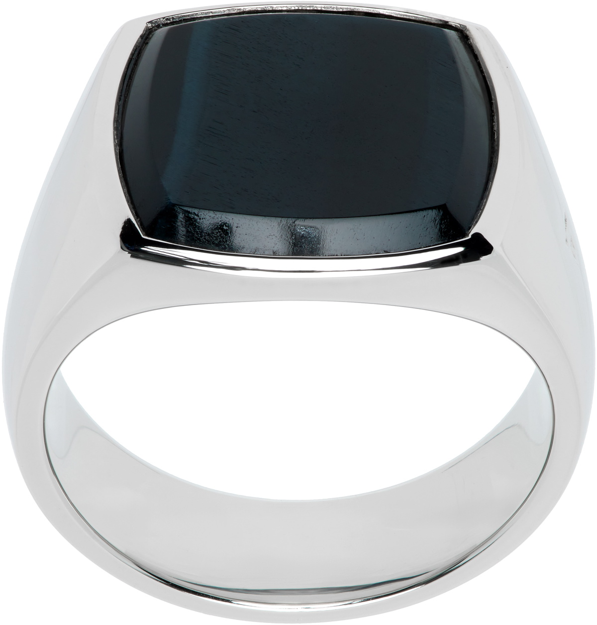 Tom Wood Silver & Blue Cushion Hawk Eye Ring Tom Wood