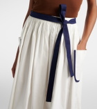 Prada Belted cotton and linen midi skirt