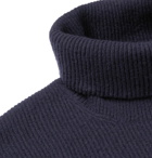 Brunello Cucinelli - Ribbed Wool, Cashmere and Silk-Blend Rollneck Sweater - Navy