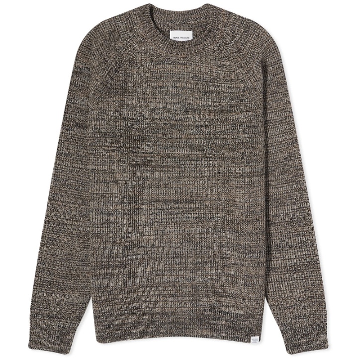 Photo: Norse Projects Men's Roald Wool Cotton Ribbed Crew Knit in Camel