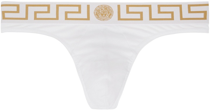 Photo: Versace Underwear White Greca Border Thongs