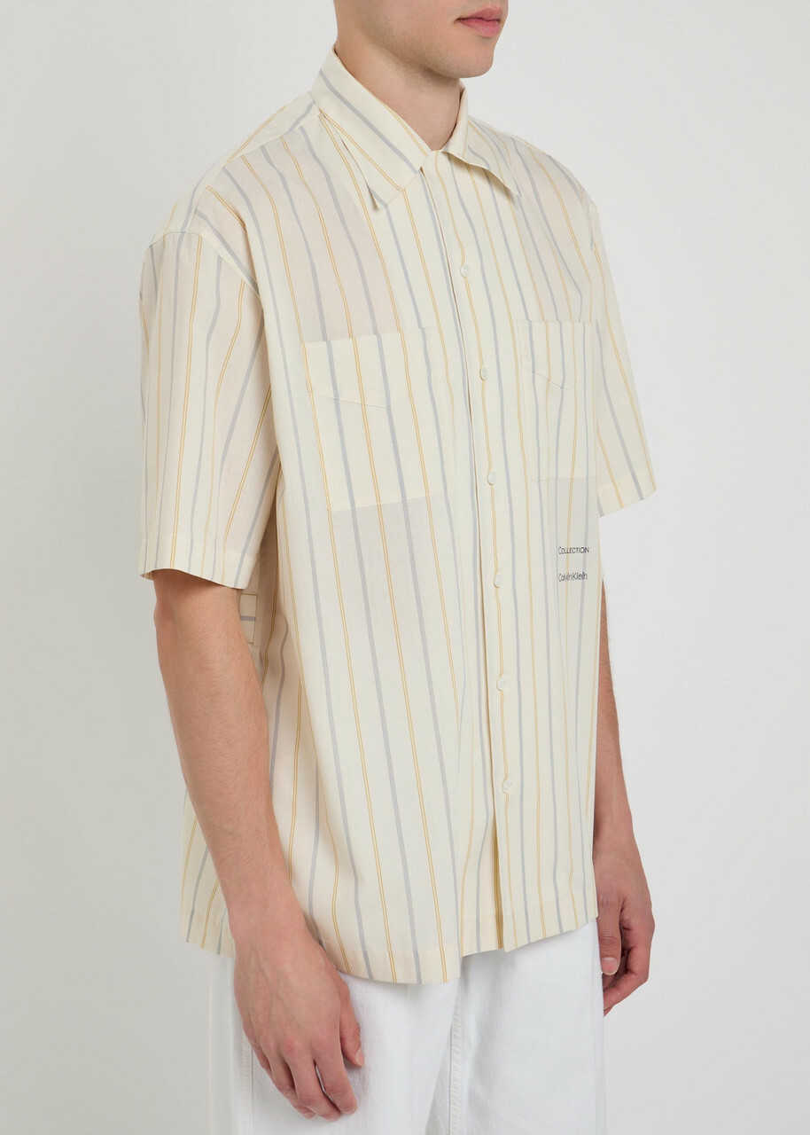Calvin Klein Nathaniel Striped Woven Shirt Off White