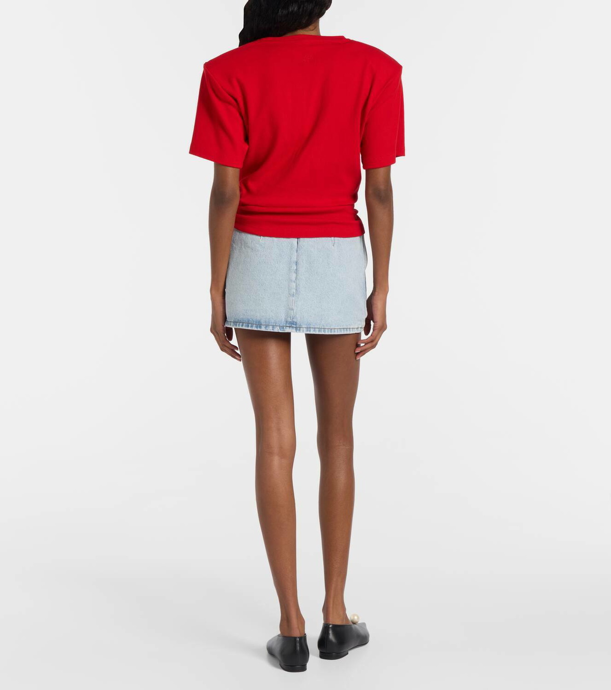 Magda Butrym Knotted cropped cotton-blend jersey T-shirt
