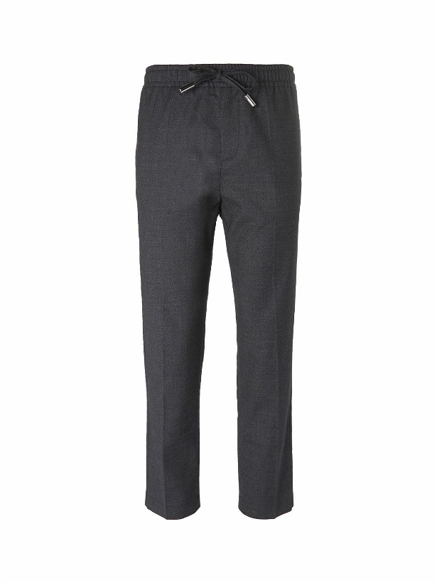 Photo: Mr P. - Slim-Fit Grey Stretch Wool and Cotton-Blend Drawstring Trousers - Gray