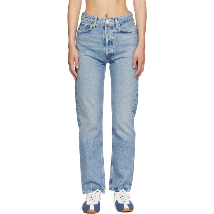 Photo: AGOLDE Blue 90's Pinch Waist High Rise Straight Jeans