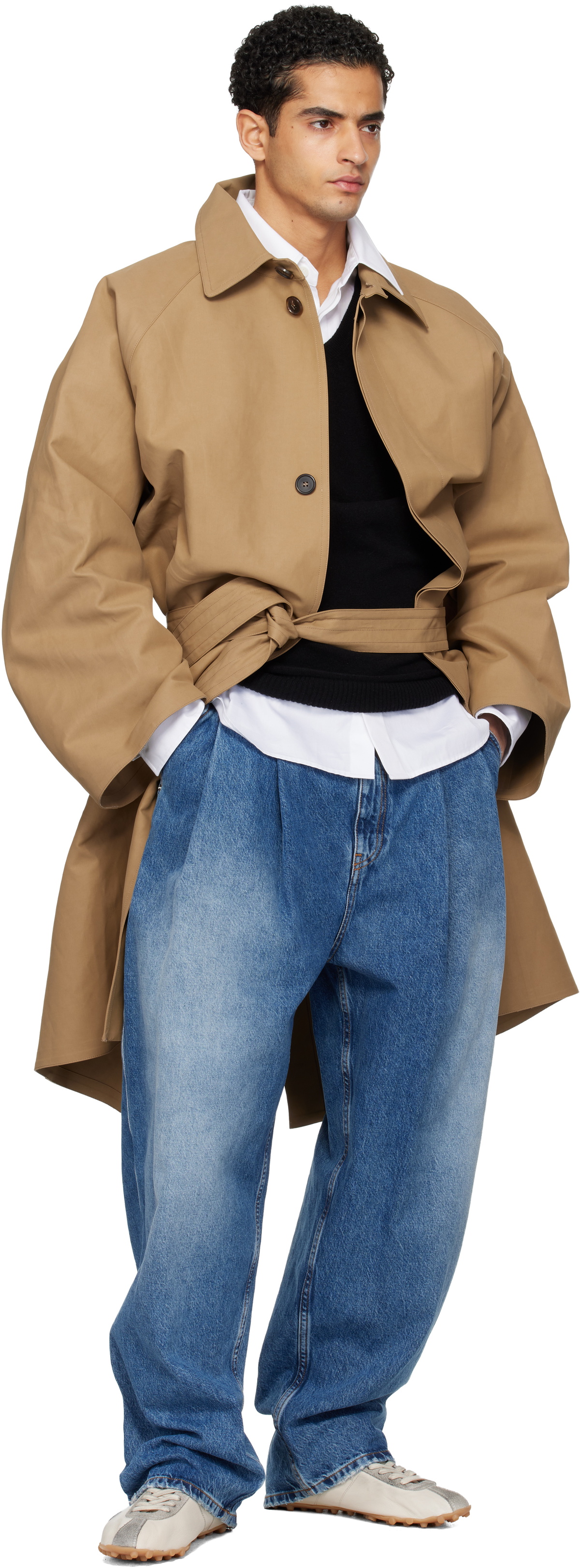 Hed Mayner Blue Pleated Jeans