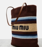 Miu Miu Striped raffia-effect shopper
