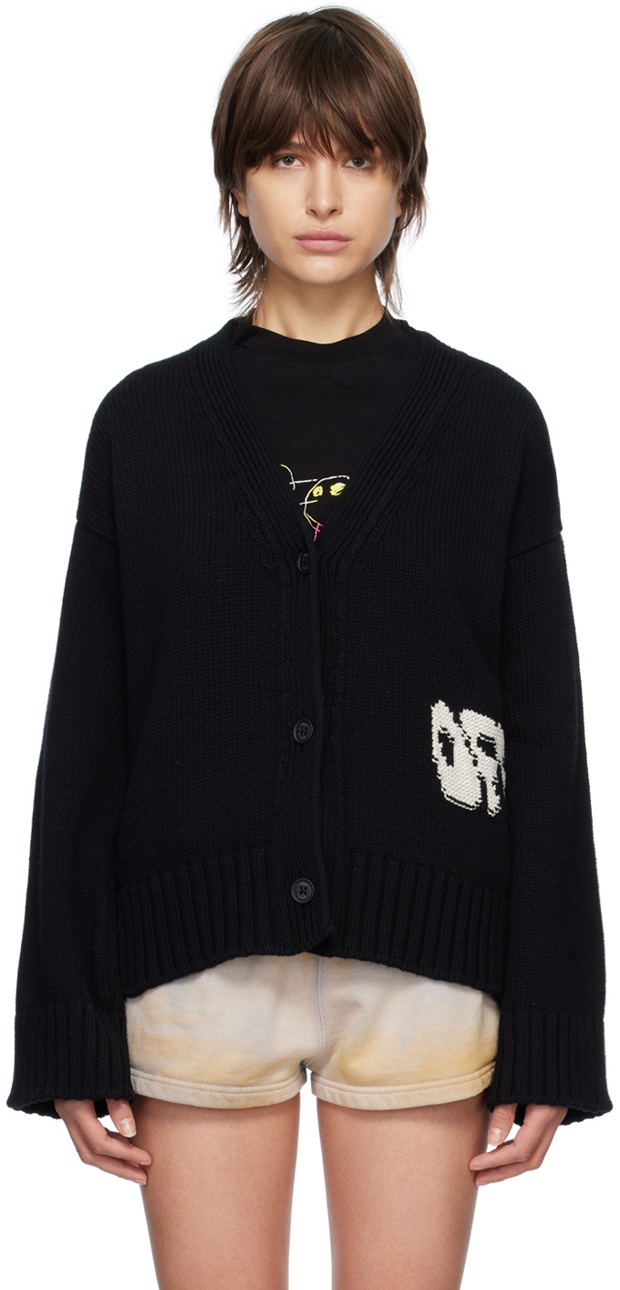 Off-White Black Jacquard Cardigan Off-White