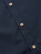 Boglioli - Slim-Fit Grandad-Collar Cotton-Poplin Shirt - Blue