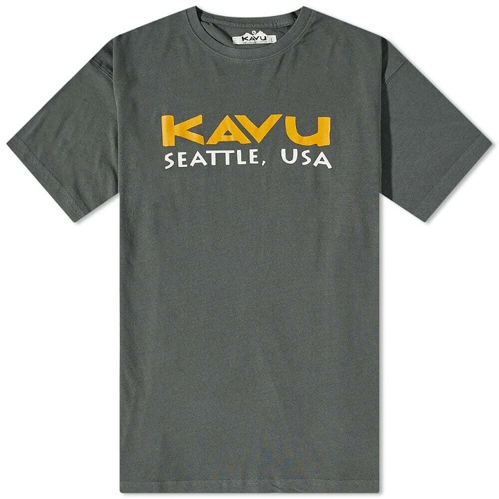 Photo: KAVU Men's Spellout T-Shirt in Gunmetal
