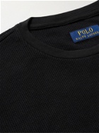 Polo Ralph Lauren - Slim-Fit Logo-Embroidered Waffle Cotton-Blend T-Shirt - Black