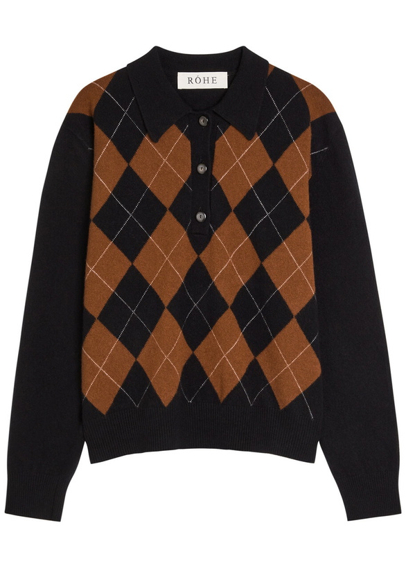 Photo: Rohe Argyll Wool Polo Jumper Black