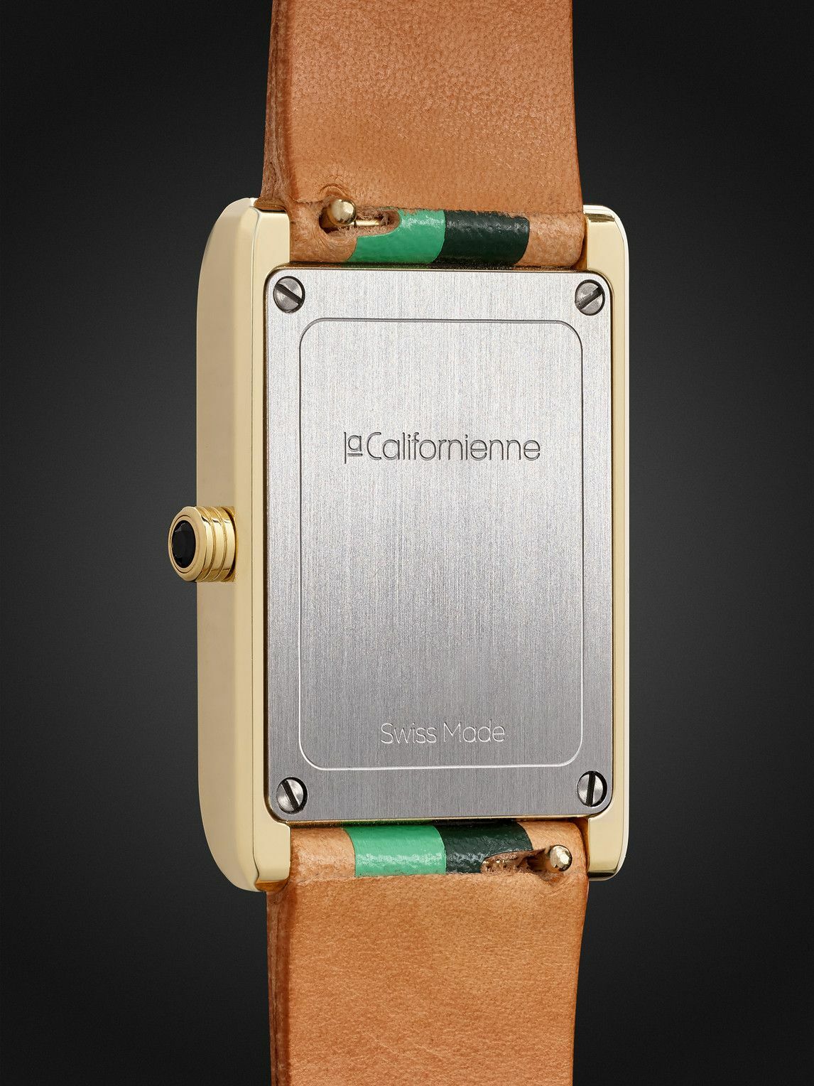 laCalifornienne - Daybreak 24mm Gold-Plated and Leather Watch, Ref. No. DB-12 YG FERN