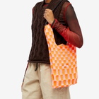 LASTFRAME Women's Sheer Ichimatsu Market Bag Medium in Neon Orange/Clear