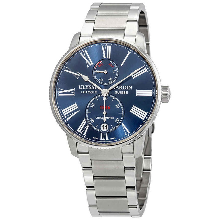 Photo: Ulysse Nardin Marine Chronometer Torpilleur Automatic Blue Dial Mens Watch 1183-310-7M/43