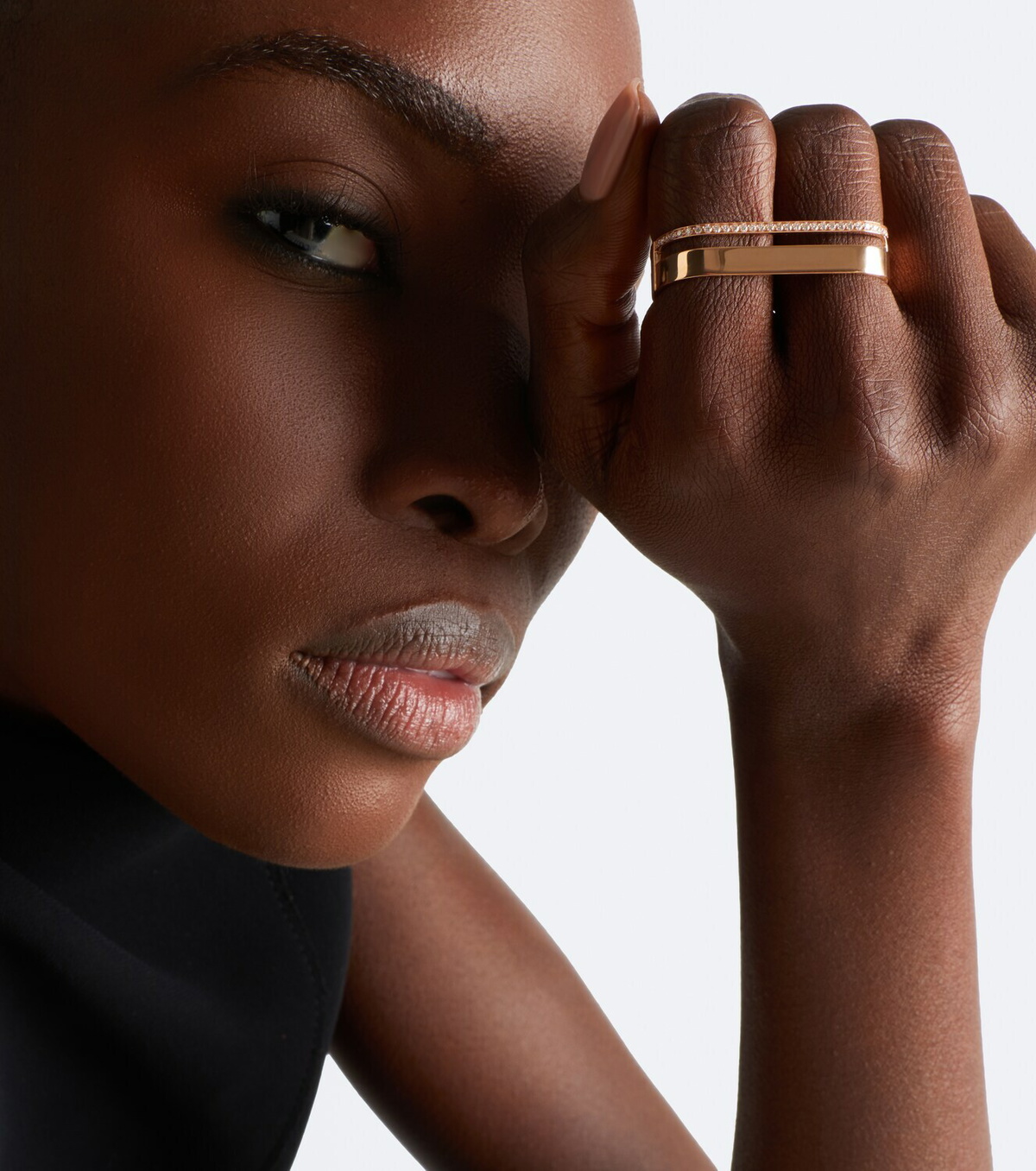 Repossi Berbere 18kt rose gold double ring with diamonds