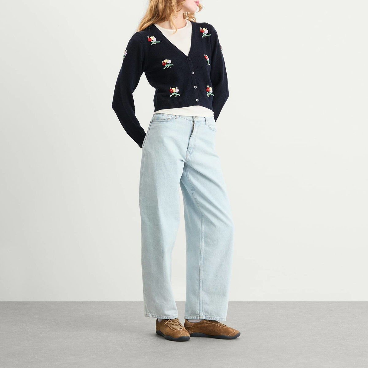 RIXO Women's Merinda Embellished Cardigan in Deep Navy