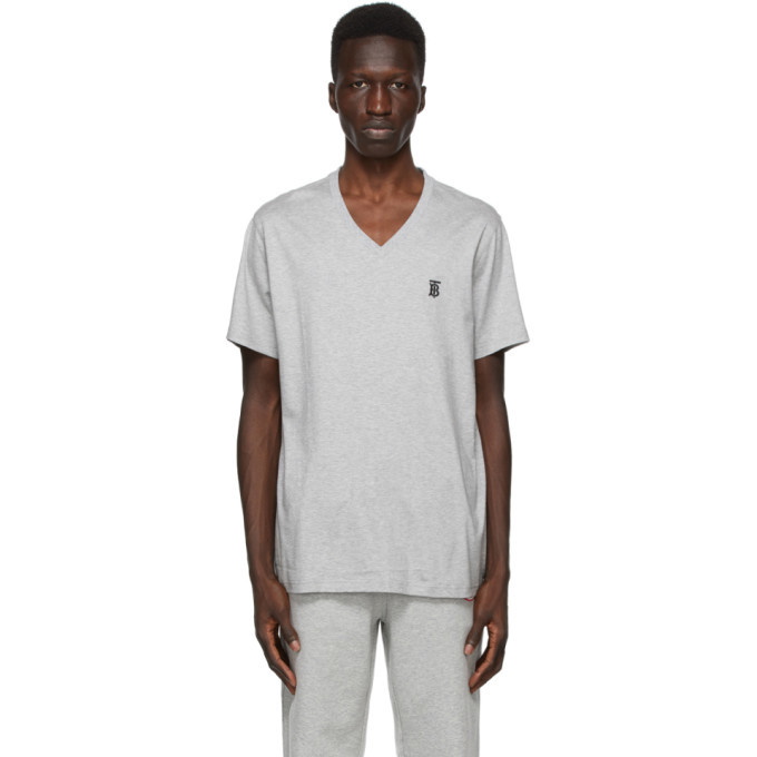 Photo: Burberry Grey Marlet V-Neck T-Shirt