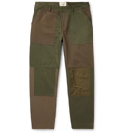 Folk - Tapered Cropped Panelled Cotton-Canvas and Twill Trousers - Green