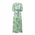 MC2 Saint Barth Cotton And Silk Long Dress Bliss With Palm Print