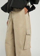 Alaïa Barrel-leg Taffeta Cargo Trousers Cream