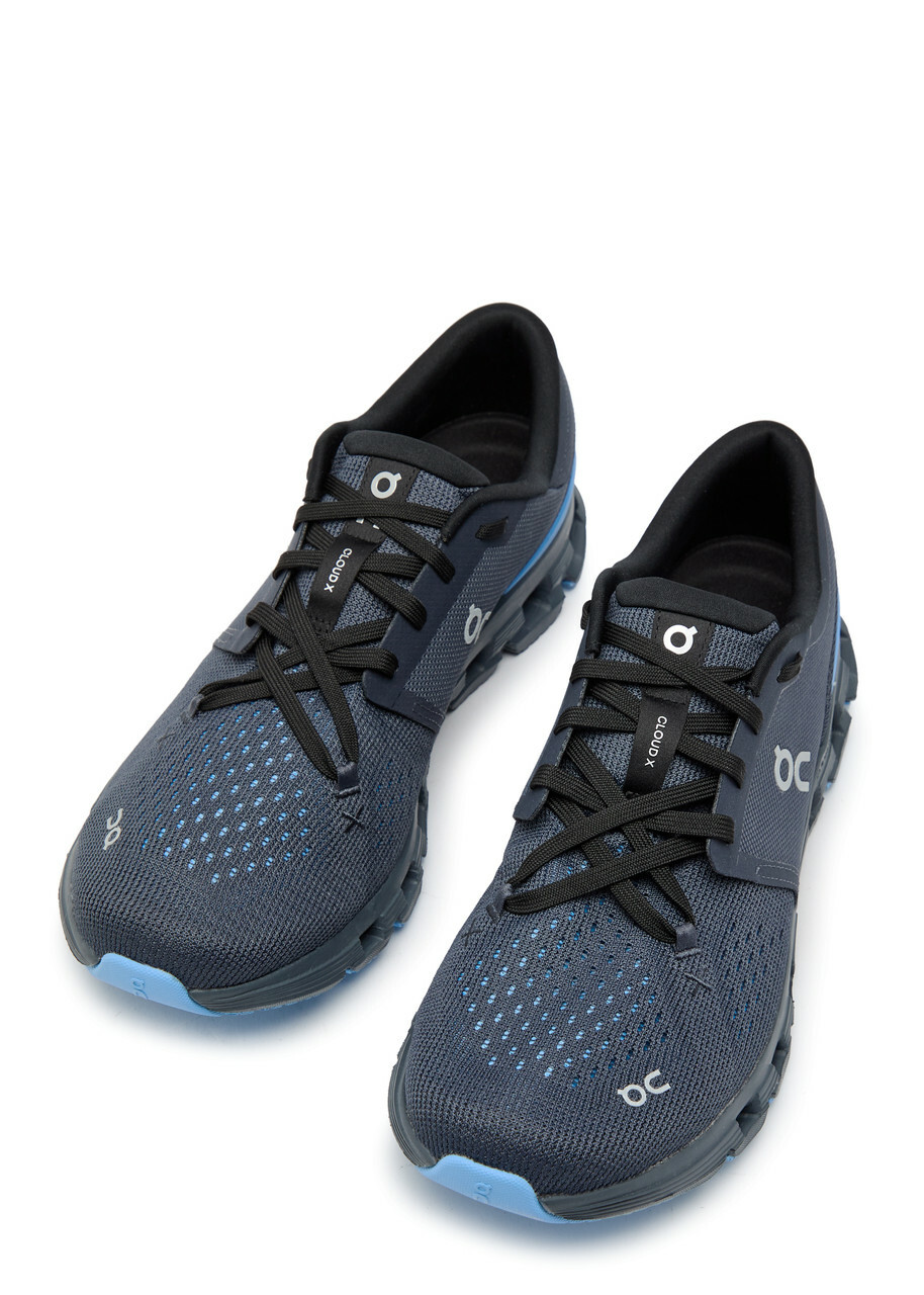 ON Cloud X 4 Panelled Mesh-knit Sneakers Navy