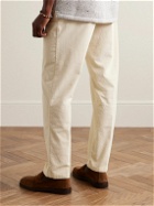 Altea - Fatigue Tapered Garment-Dyed Stretch-Cotton Corduroy Drawstring Trousers - Neutrals