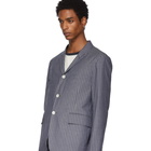 Thom Browne Navy and White Pinstriped Unconstructed Sport Blazer