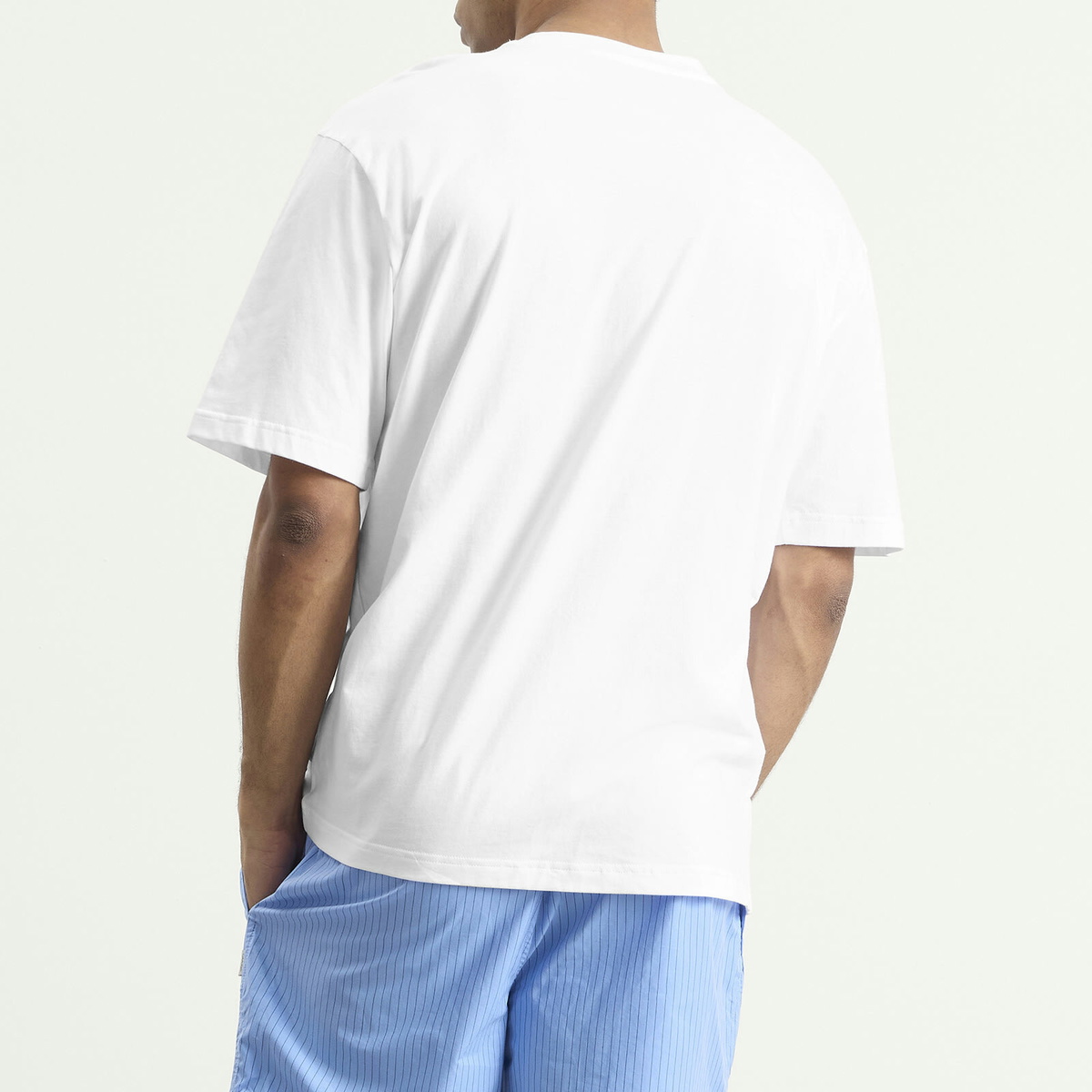 Calvin Klein Men's Heritage Crest Cotton Poplin Pyjama Short Set in White/Slim Stripe Blue Descent