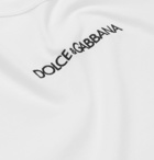 Dolce & Gabbana - Slim-Fit Logo-Embroidered Cotton-Jersey T-Shirt - White