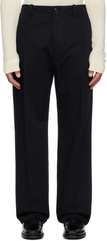 Photo: Moncler Genius Moncler x FRGMT Hiroshi Fujiwara Black Cotton Gabardine Trousers
