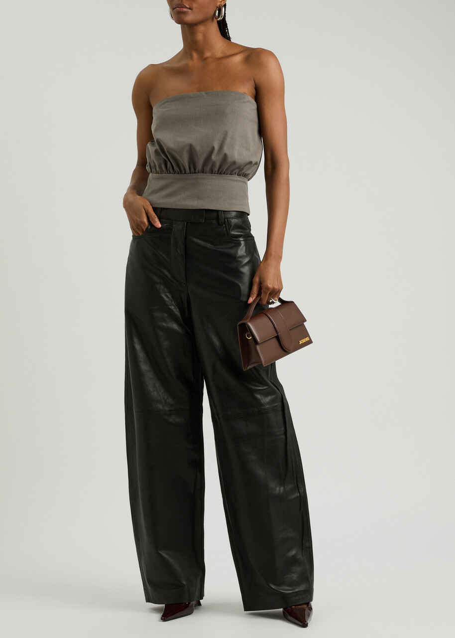 Remain BY Birger Christensen Wide-leg Leather Trousers Black
