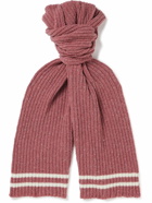 Mr P. - Striped Ribbed Donegal Merino Wool and Wool-Blend Scarf