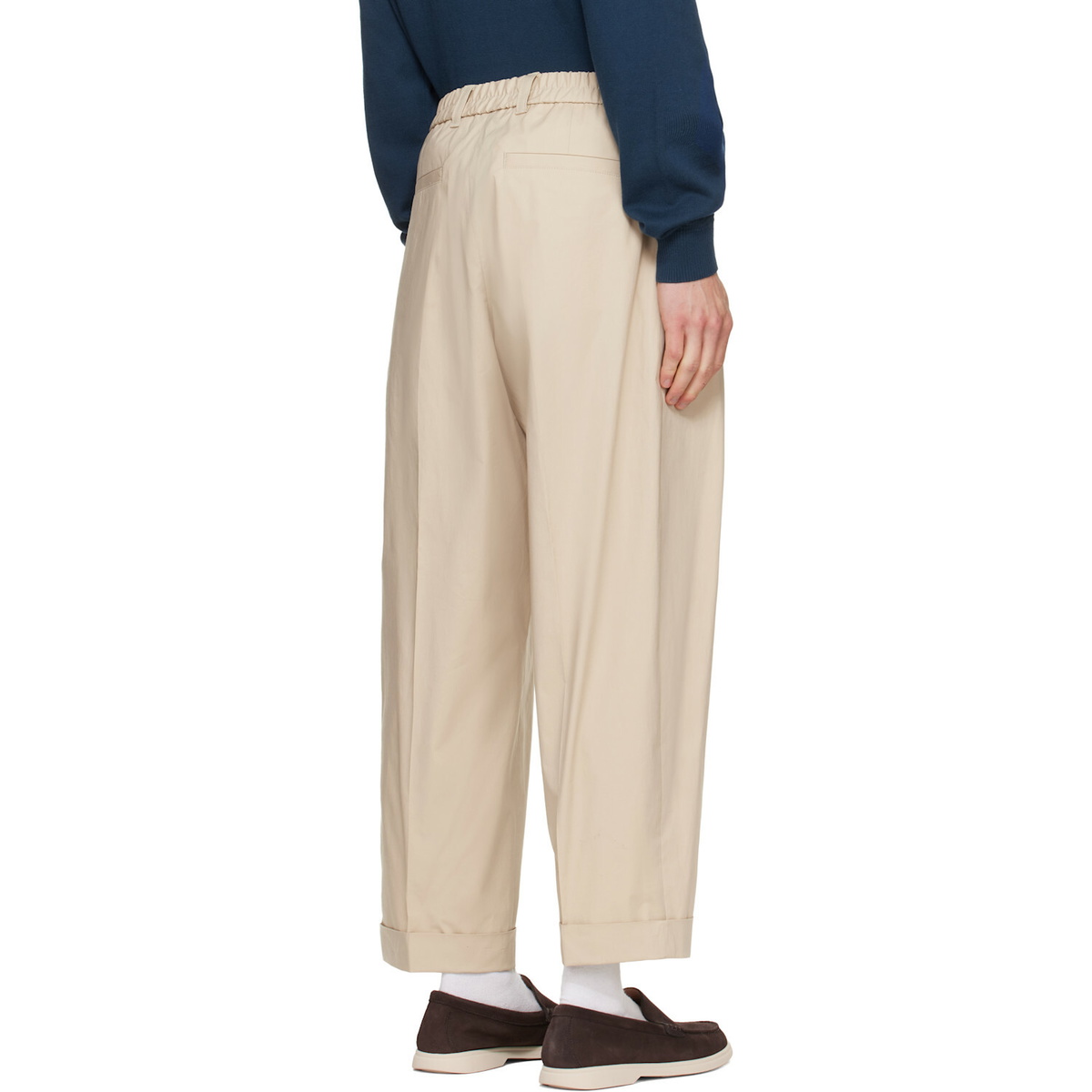 BOSS Beige Relaxed-Fit Trousers
