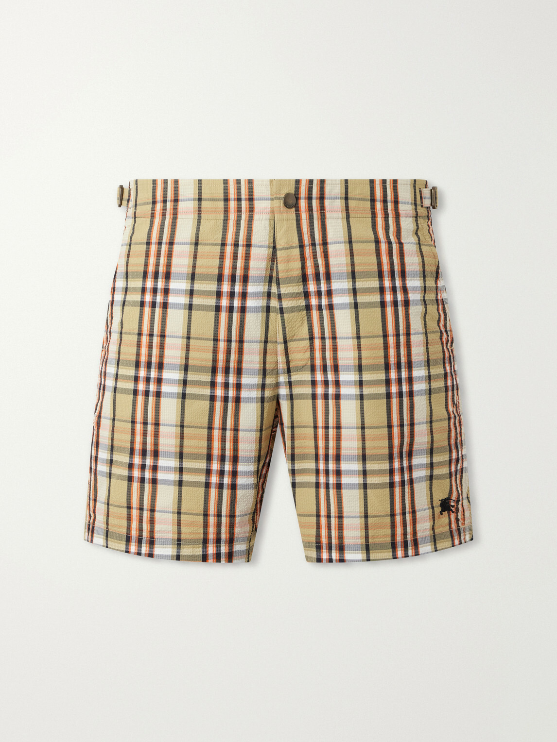 Burberry - Selkirk Checked Crinkled Swim Shorts - Neutrals