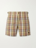 Burberry - Selkirk Checked Crinkled Swim Shorts - Neutrals