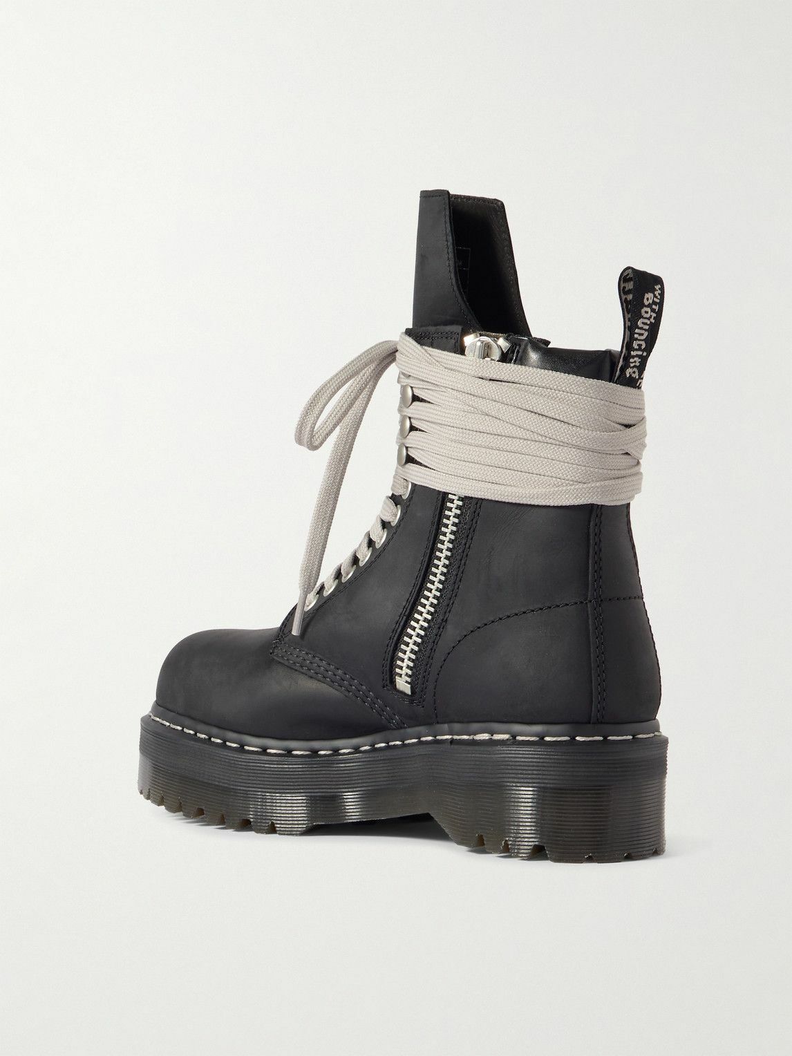 Rick Owens - Dr Martens Quad Sole Steel Toe Leather Lace-Up Boots