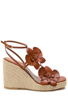 Zimmermann Orchid 110 Leather Wedge Espadrilles Brown