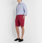 Rubinacci - Manny Garment-Dyed Pleated Cotton-Twill Shorts - Red