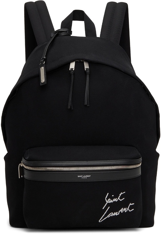 Photo: Saint Laurent Black Embroidered City Backpack