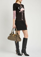 Chloe Flamingo Printed Cotton T-shirt Black