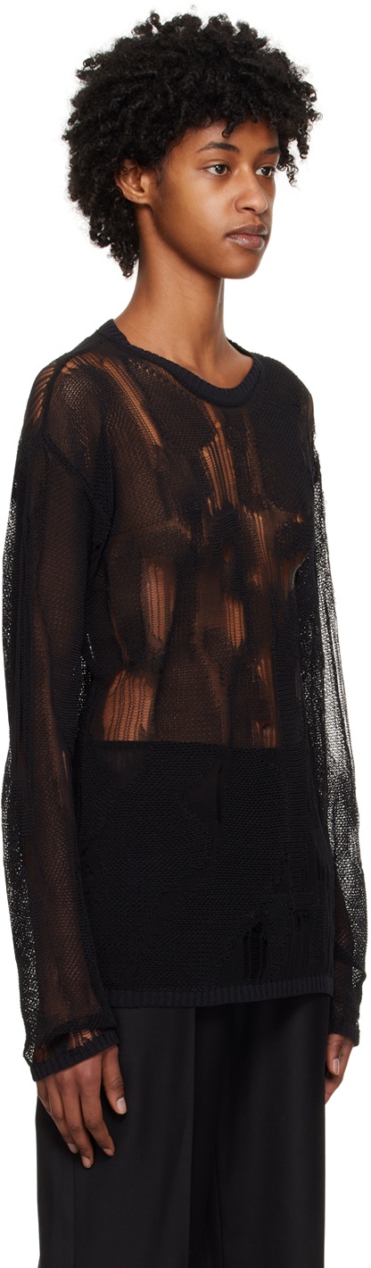 032c Black Porous Sweater