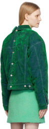 MSGM Green Flocked Denim Jacket