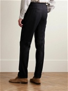 Saman Amel - Slim-Fit Tapered Pleated Wool and Cashmere-Blend Felt Suit Trousers - Blue