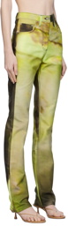 Serapis Green Printed Jeans