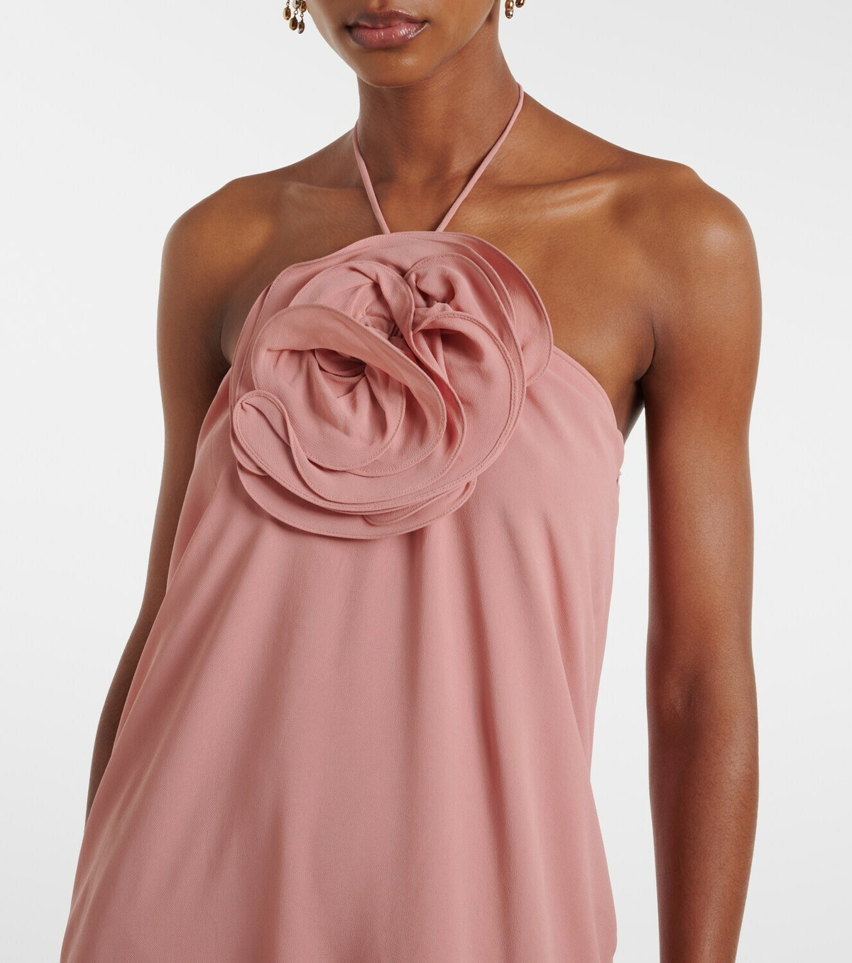 Adriana Degreas Floral-appliqué halterneck maxi dress